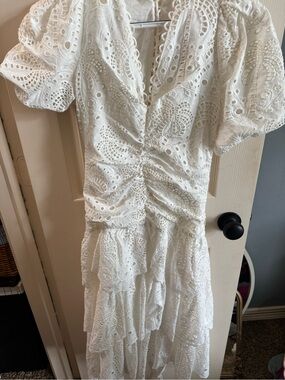 FARM Rio White Eyelet Maxi Dress